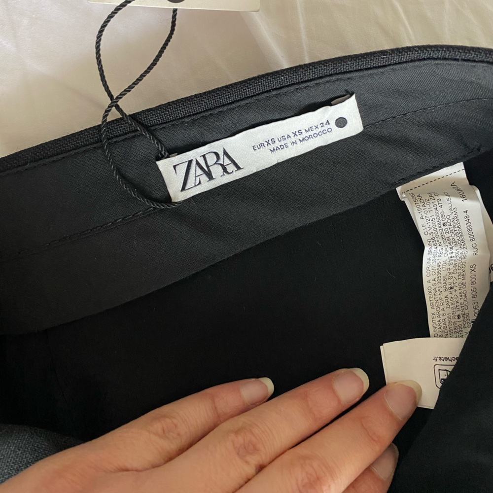 Zara Black Slit 100% Wool high waist Midi Skirt size XS ZW Collection NWT - Picture 12 of 15